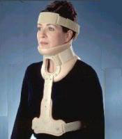 patient with a Philadelphia stabilizer and halo